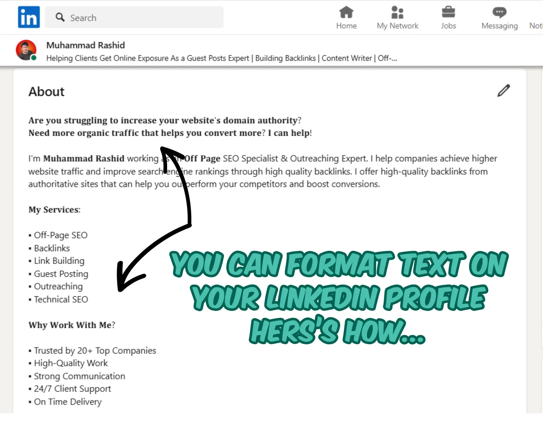 Interested in formatting the text in your LinkedIn profile and LinkedIn posts? You can bold, italicize and underline text in your LinkedIn profile and posts using our LinkedIn Text Formatter.